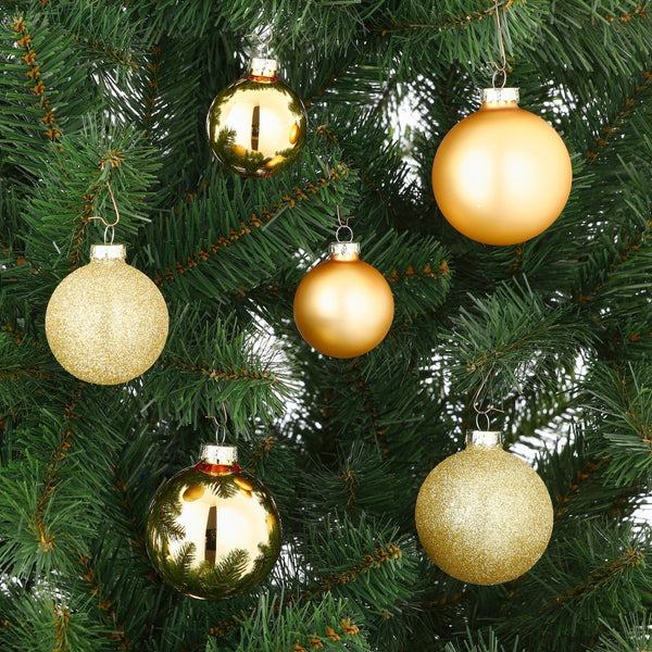 Glass Bauble Set - Gold (7cm, 26 Pieces)