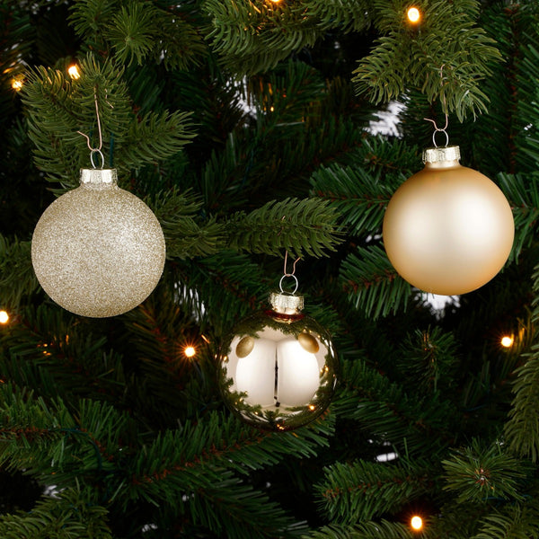 Glass Bauble Set - Champagne (7cm, 26 Pieces)