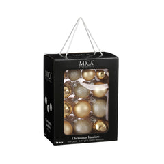 Glass Bauble Set - Champagne (7cm, 26 Pieces)