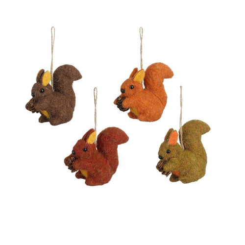 Terra Green Orange Brown Squirrel Decoration