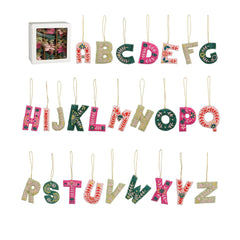 Pink Green Alphabet Ornament