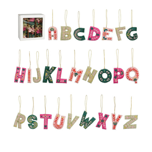 Pink Green Alphabet Ornament