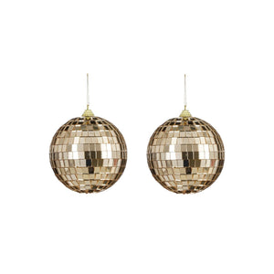 Champagne Mirror Ball Ornament (2pcs, 10cm)