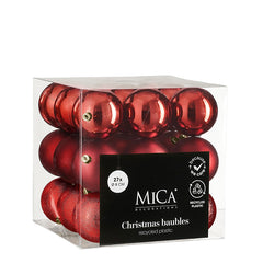 Bauble unbreakable red 27 pieces - d8cm
