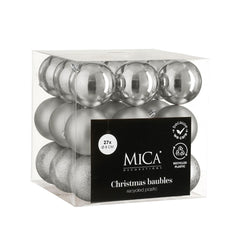 Unbreakable Silver Bauble Set (8cm, 27 Pieces)