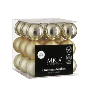 Unbreakable Champagne Bauble Set (8cm, 27 Pieces)
