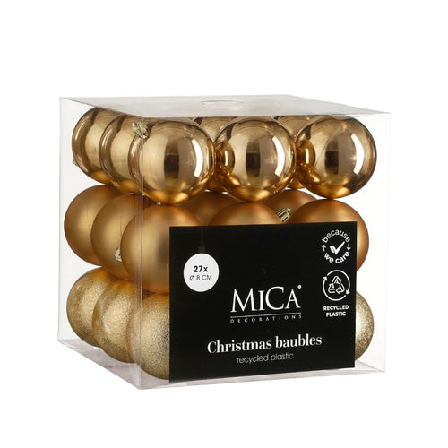 Unbreakable Copper Bauble Set (8cm, 27 Pieces)