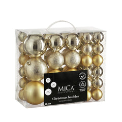 Unbreakable Champagne Bauble Mix (4, 6, & 8cm, 46 Pieces)