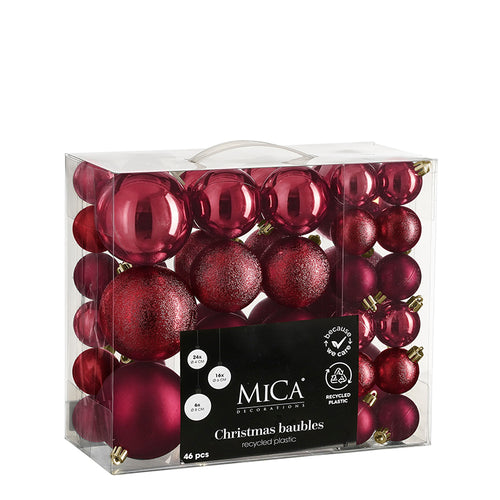 Bauble unbreakable d. red 46 pieces - d4,6,8cm