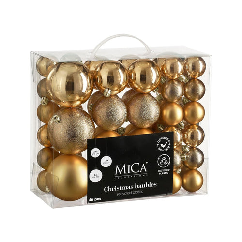 Unbreakable Copper Bauble Mix (4, 6, & 8cm, 46 Pieces)