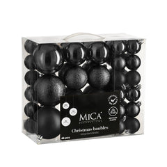 Unbreakable Black Bauble Set (4cm, 46 Pieces)