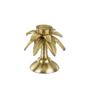 Gold Aluminum Palm Tree Tealight Holder (13cm)