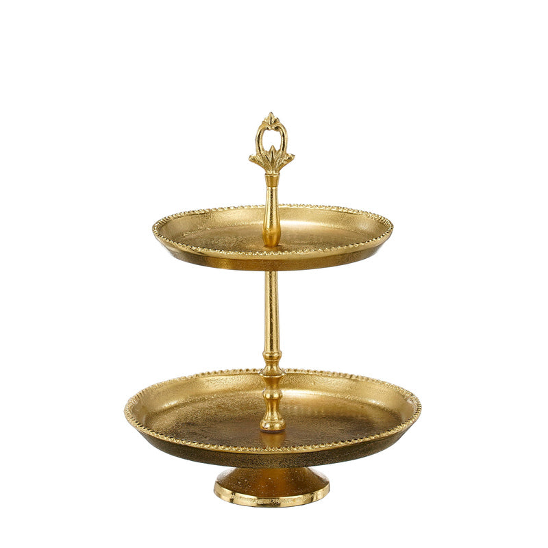 Tiered stand recycled aluminium gold 39x24cm