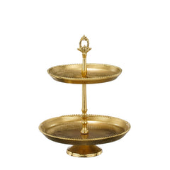 Tiered stand recycled aluminium gold 39x24cm