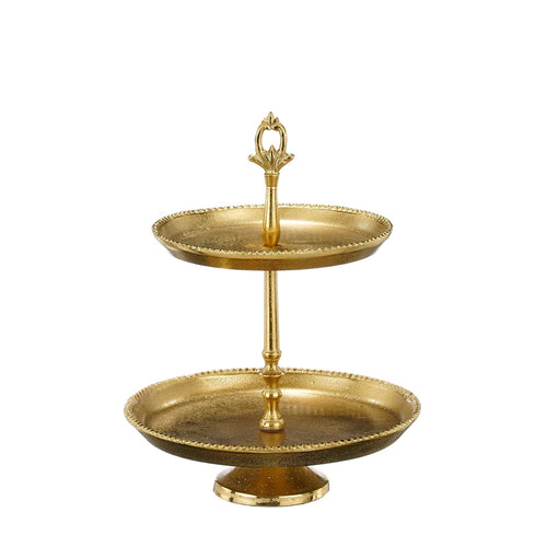 Tiered stand recycled aluminium gold 39x24cm