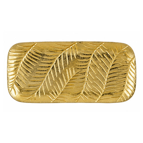 Decoration tray leaf recycled aluminium gold 43x22