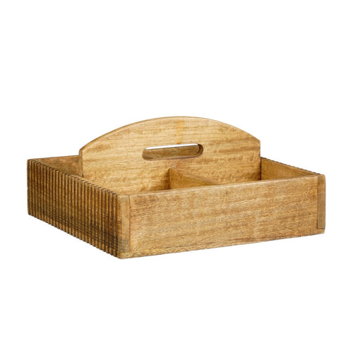 Square Brown Wooden Storage Box (25 cm)