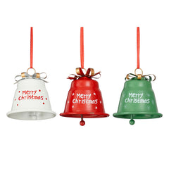 Ornament bell red white green 3 assorted - l7xw7xh7,5cm