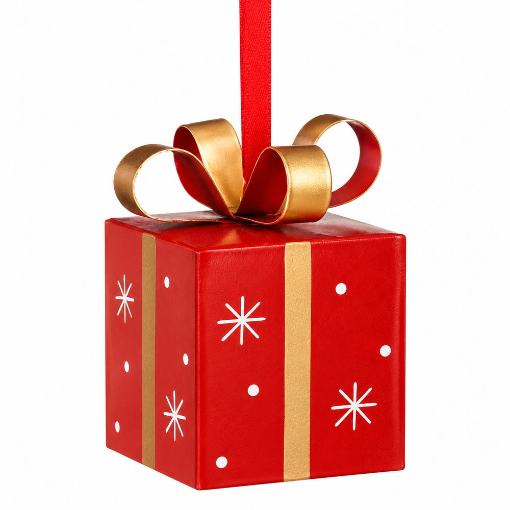 Ornament present red white green 3 assorted - l6xw6xh8,5cm - each at