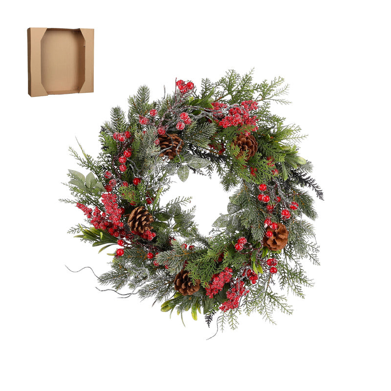 Randell wreath red frosted 12x50cm