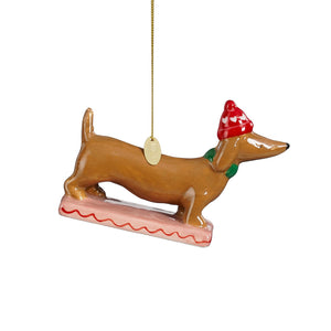 Decoration ornament dog brown - l12xw4xh8,5cm