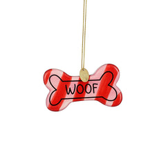 Ornament bone red WOOF - l8xw2xh4,5cm