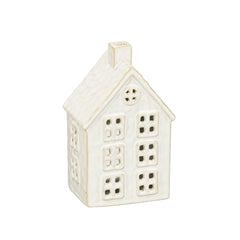 Off White Tealight Holder House (15cm)