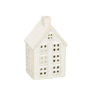 Off White Tealight Holder House (15cm)
