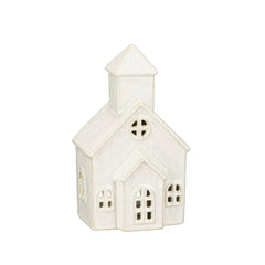 Off White Tealight Holder House (19.5cm)