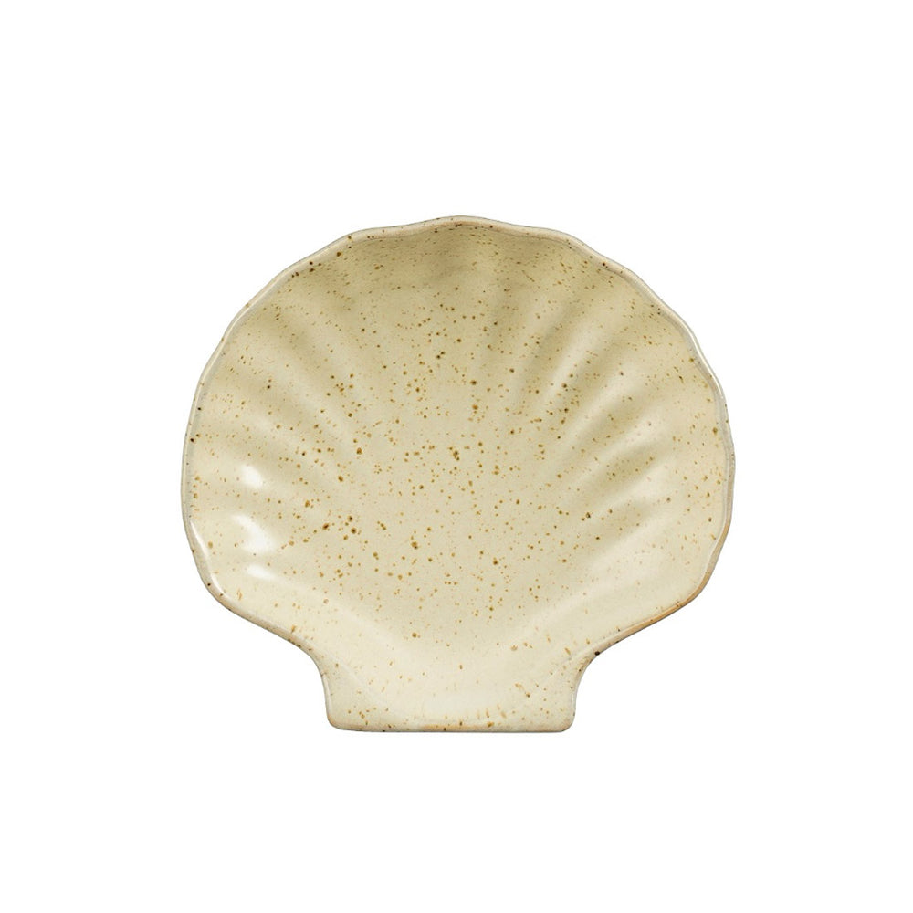 Cream Speckled Ceramic Scallop Shell Plate (14 cm)