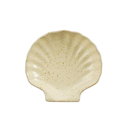Cream Speckled Ceramic Scallop Shell Plate (14 cm)