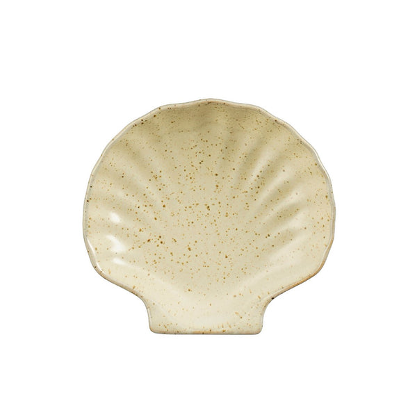 Cream Speckled Ceramic Scallop Shell Plate (14 cm)