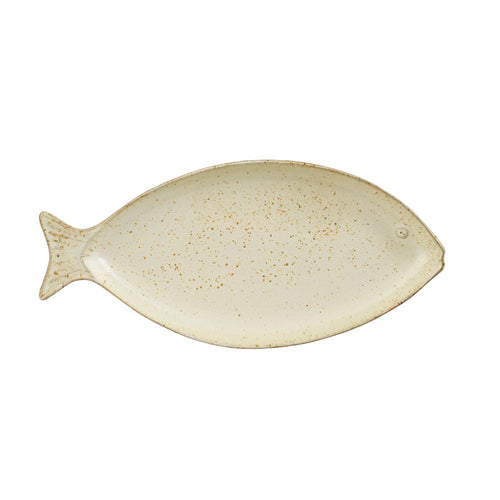 Cream Speckled Ceramic Fish Plate (31 cm)