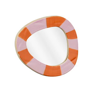 Chunky Orange Striped Wall Mirror (23.5 cm)
