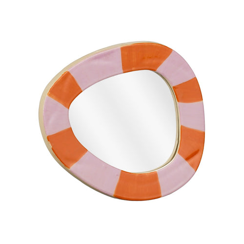 Chunky Orange Striped Wall Mirror (23.5 cm)