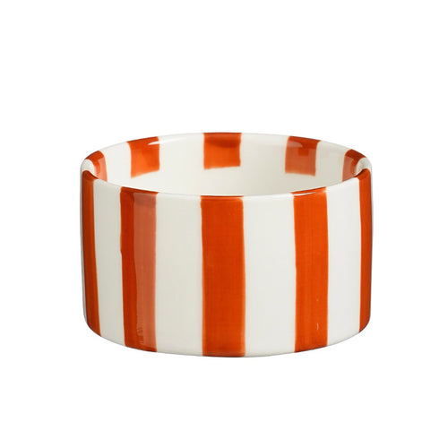 Neva Striped Red and White Ceramic Bowl (9 cm)