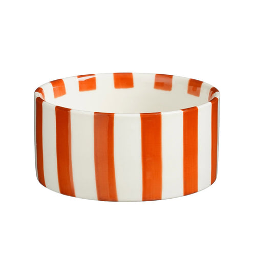 Neva Striped Red and White Ceramic Bowl (13 cm)