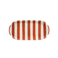 Neva Striped Red and White Oval Plate (22 cm)