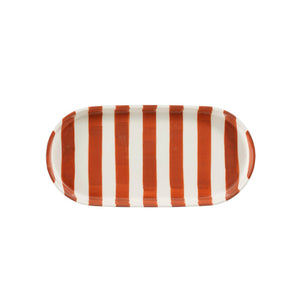 Neva Striped Red and White Oval Plate (22 cm)