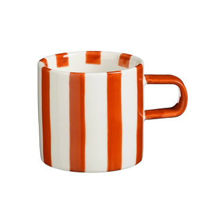 Neva Striped Red and White Ceramic Mug (8 cm)