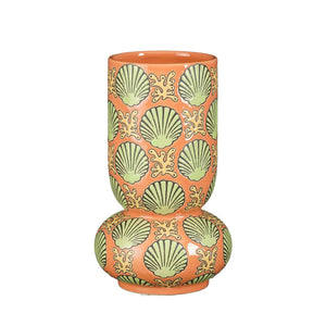 Elea Scalloped Peach Ceramic Vase (25.5 cm)