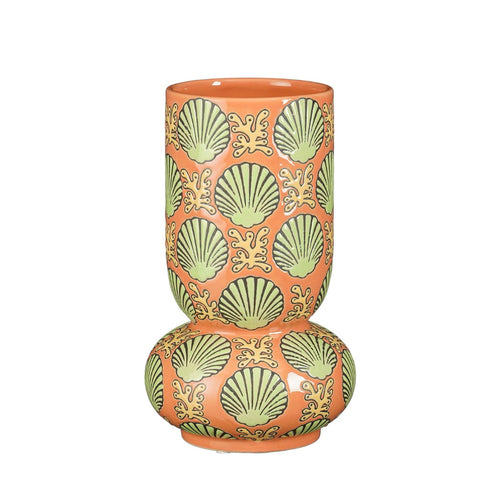 Elea Scalloped Peach Ceramic Vase (25.5 cm)