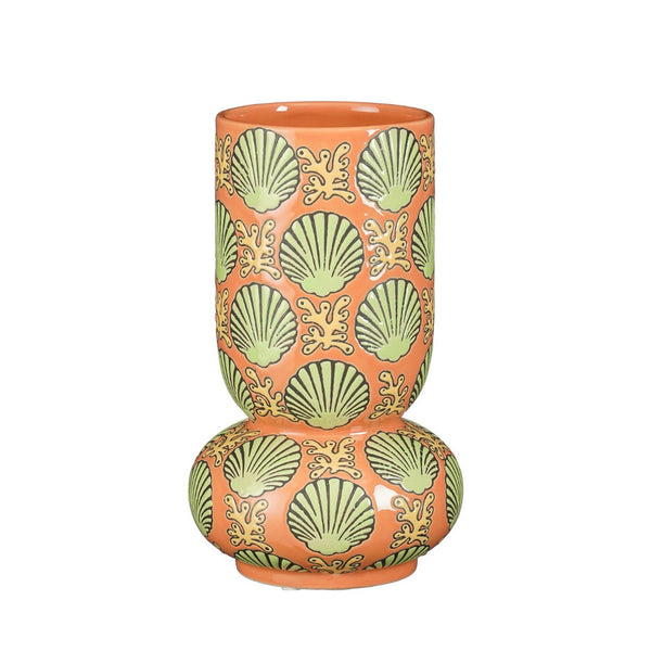Elea Scalloped Peach Ceramic Vase (25.5 cm)
