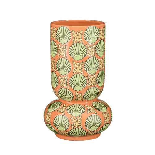 Elea Peach Botanical Patterned Vase (30 cm)