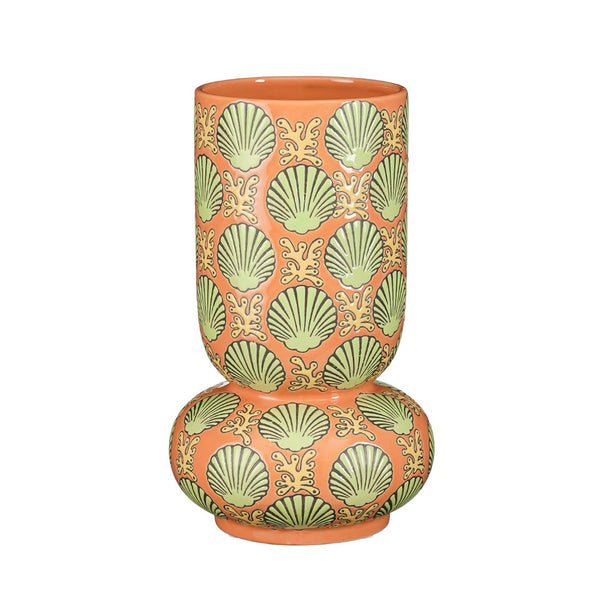 Elea Peach Botanical Patterned Vase (30 cm)