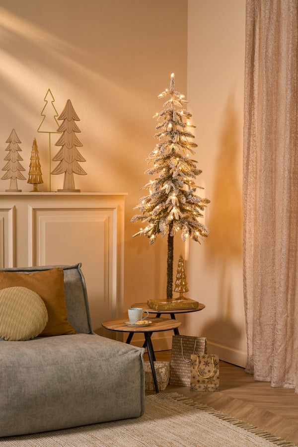 Green Frosted Lodge Christmas Tree with Warm White LEDs (155cm)