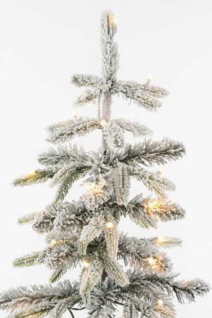 Green Frosted Lodge Christmas Tree with Warm White LEDs (155cm)