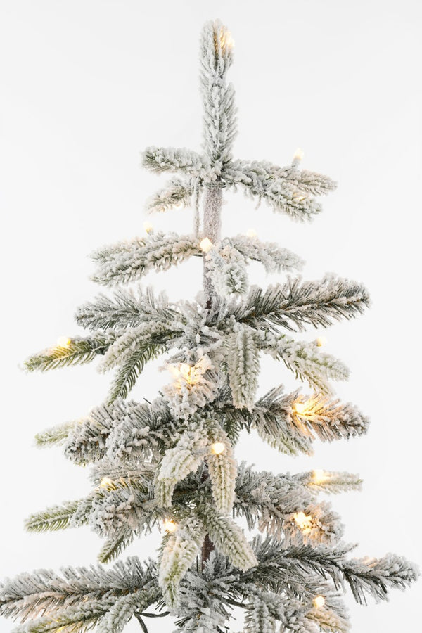 Green Frosted Lodge Christmas Tree with Warm White LEDs (155cm)