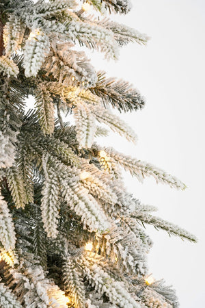 Green Frosted Lodge Christmas Tree with Warm White LEDs (155cm)