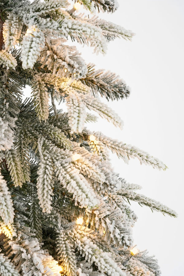 Green Frosted Lodge Christmas Tree with Warm White LEDs (155cm)